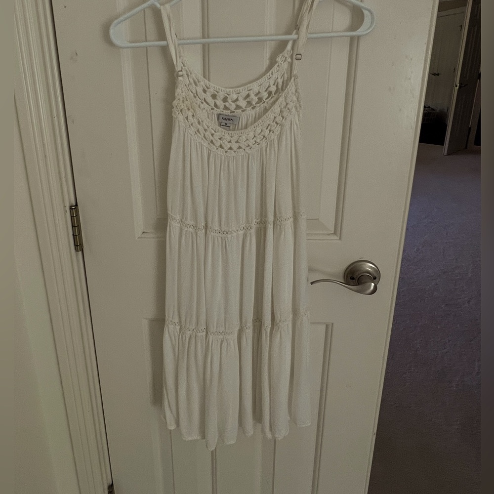 White sleeveless swim cover up